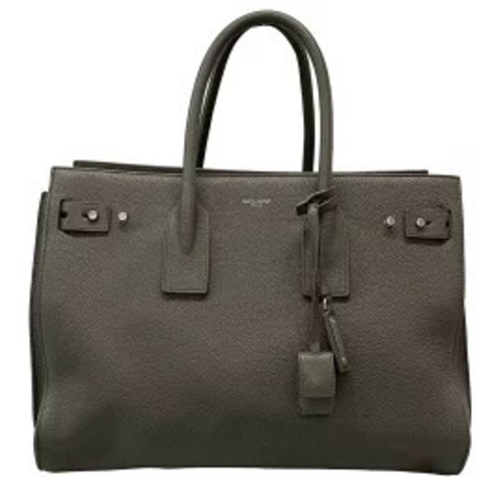 SAINT LAURENT PARIS Sac de Jour Souple Tote Bag Dark Gray Leather